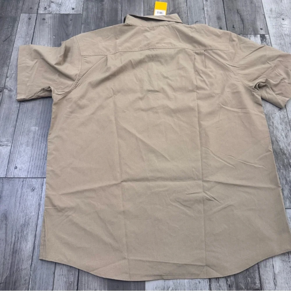 Carhartt Men's Button Up Work Shirt Beige Short Sleeve Relaxed Pockets XL